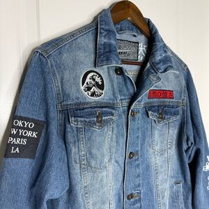 Vintage BROOKLYN CLOTH Survival Of The Fittest Denim Jacket Japanese Sz S